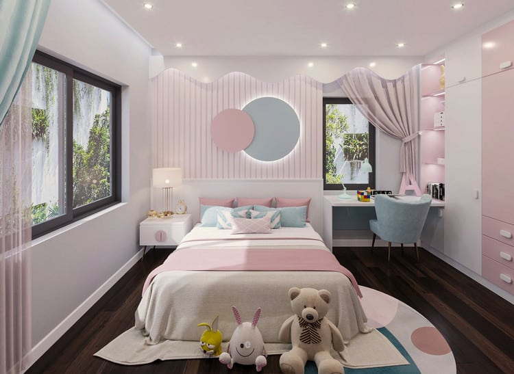 Phòng ngủ bé gái với thiết kế nhẹ nhàng, tinh tế