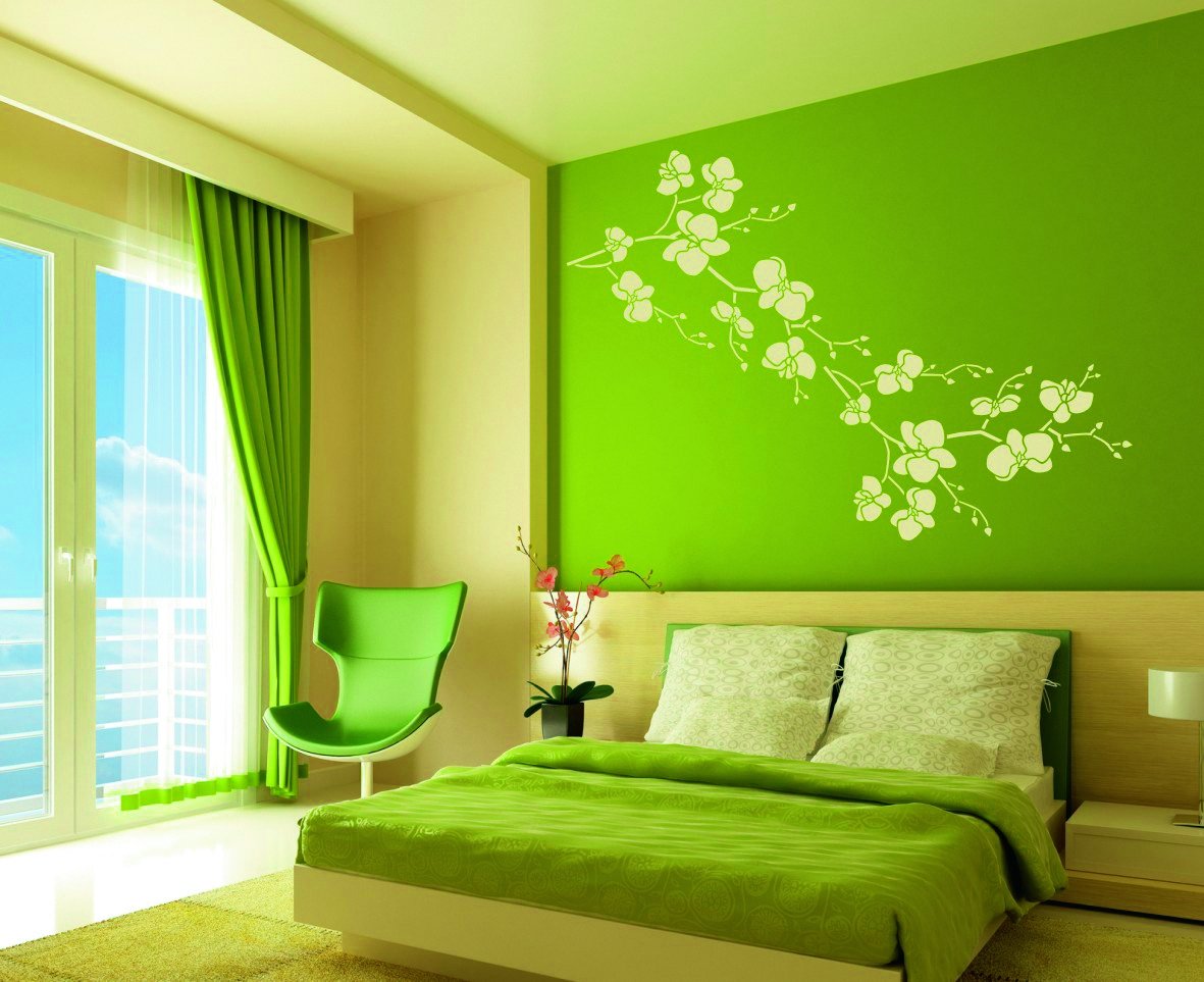 Decor phòng ngủ nam màu xanh lá tạo cảm giác mát mẻ cho mắt người nhìn