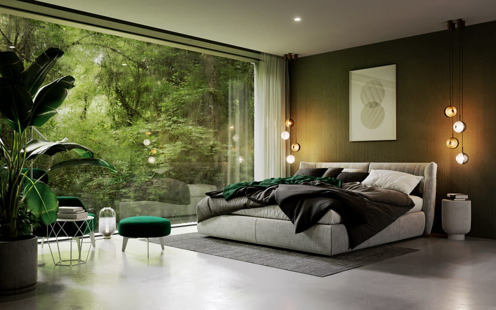 Mẫu phòng ngủ nam kết hợp không gian xanh