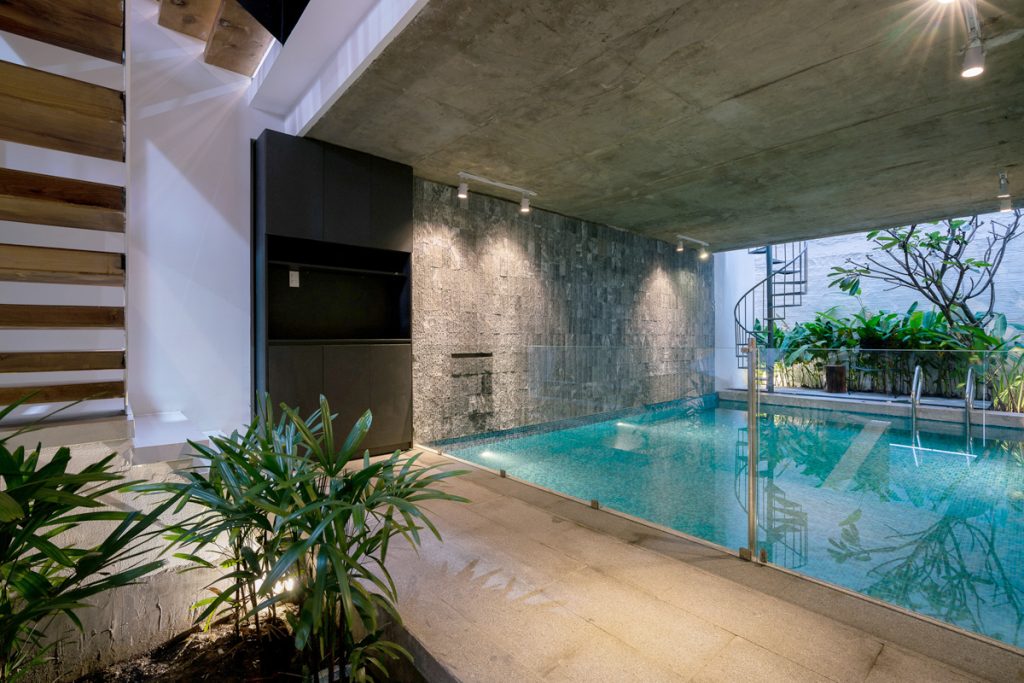 thiết kế biệt thự hiện đại có bể bơi